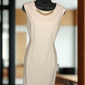 Calvin Klein Cream Chain-Neck Dress